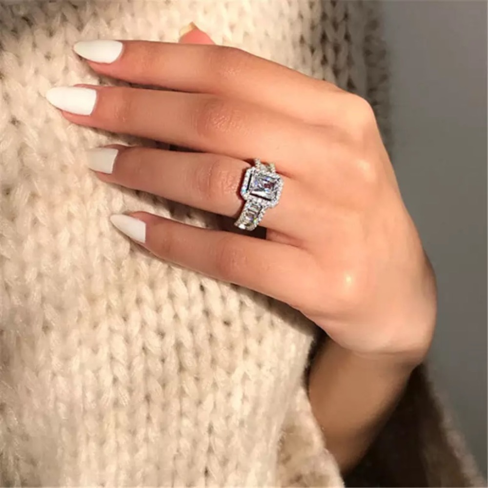 NEW Stamped 925 Silver Luxury Big Zircon Ring - Picture 2 of 6
